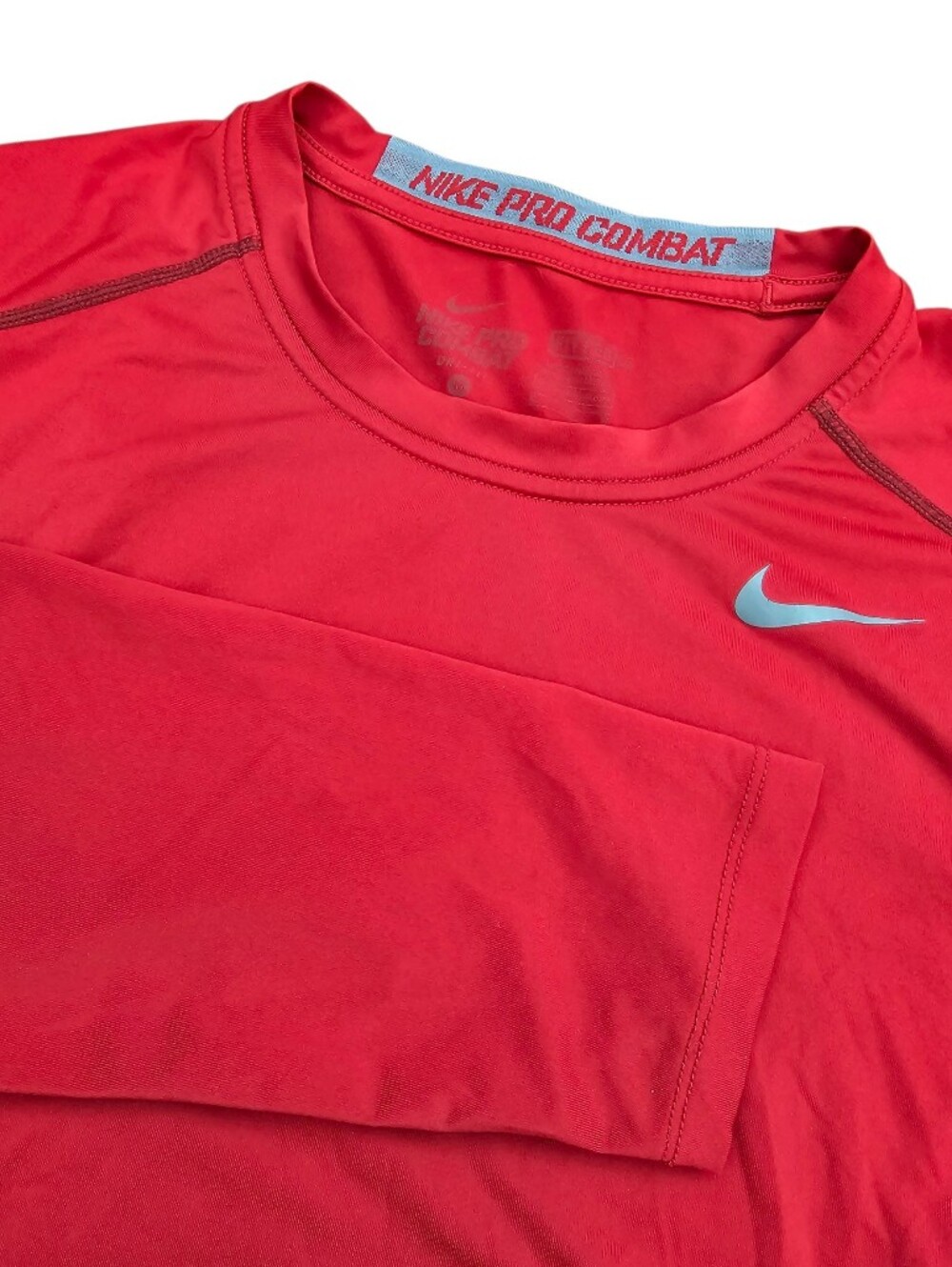 Nike Pro Combat Fitted Dri Fit Men's Long Sleeve Shirt Size Medium Red